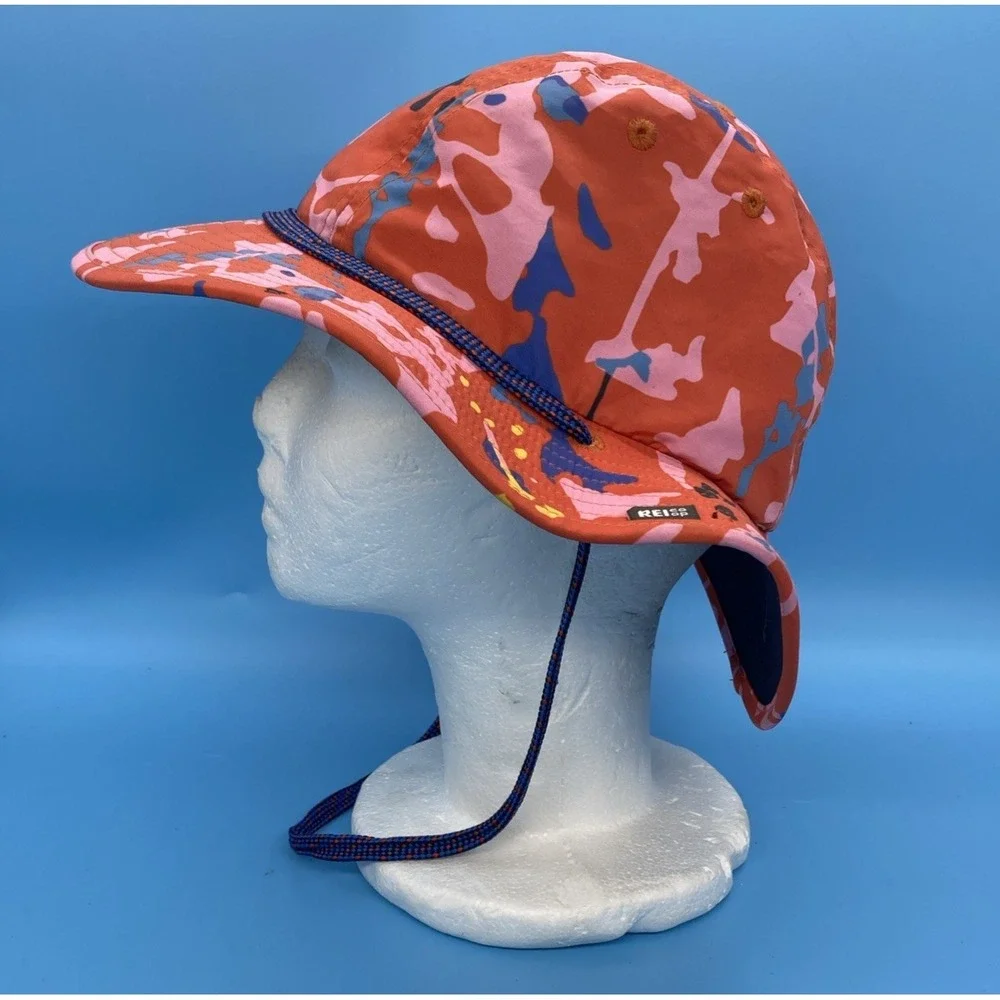 REI Co-op Kids Gray Nylon Mesh Sun Hat Wide Brim Chin Strap 7-14Y 21445-S20